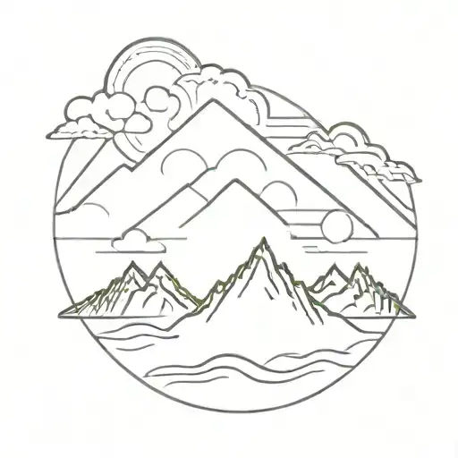 Sunrise + Mountain tattoo design idea