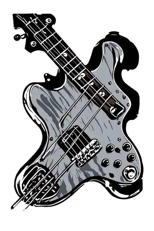 bass guitar neck tattoo design idea