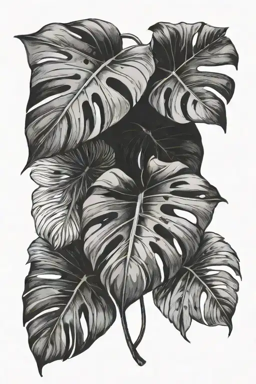 monstera deliciosa leaf tattoo design idea