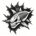 skull and bone shark  tattoo design idea