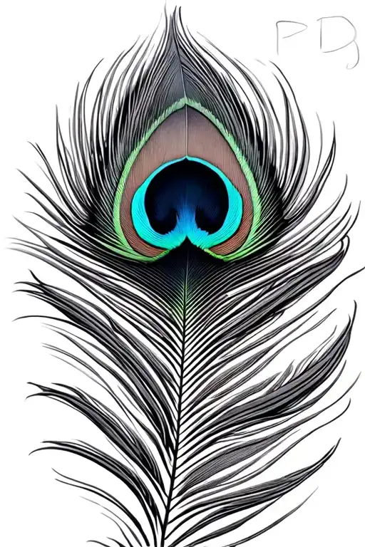 peacock feather with head shaped as an S tattoo design idea