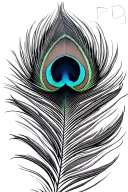 peacock feather with head shaped as an S tattoo design idea