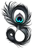 peacock feather with head shaped as an S tattoo design idea