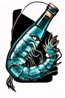 shrimp, minions, vodka tattoo design idea