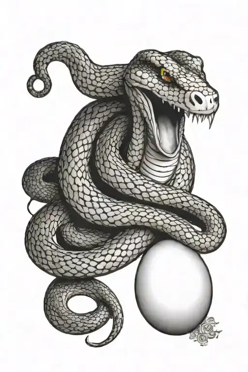 Snake eating egg tattoo design idea