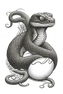 Snake eating egg tattoo design idea