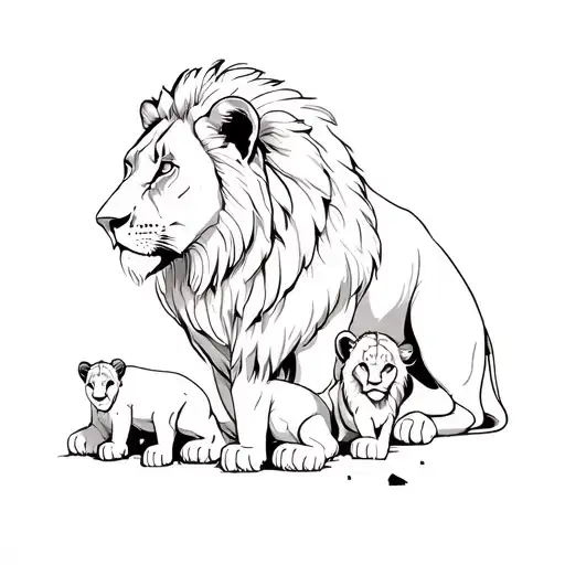lion Lioness And 3 Cubs Tattoo tattoo design idea