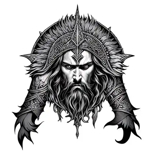 norse pantheon sleeve tattoo design idea