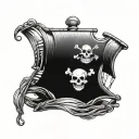 pirate ship straw hat rhum bottle tattoo design idea