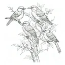  Different Birds Sitting on a branch tattoo design idea