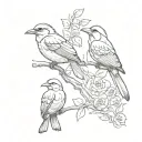  Different Birds Sitting on a branch tattoo design idea