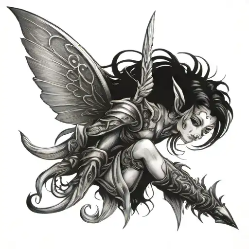 Warrior Fairy tattoo design idea