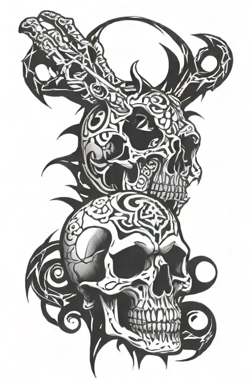 a hand breaking a skull from behind tattoo design idea