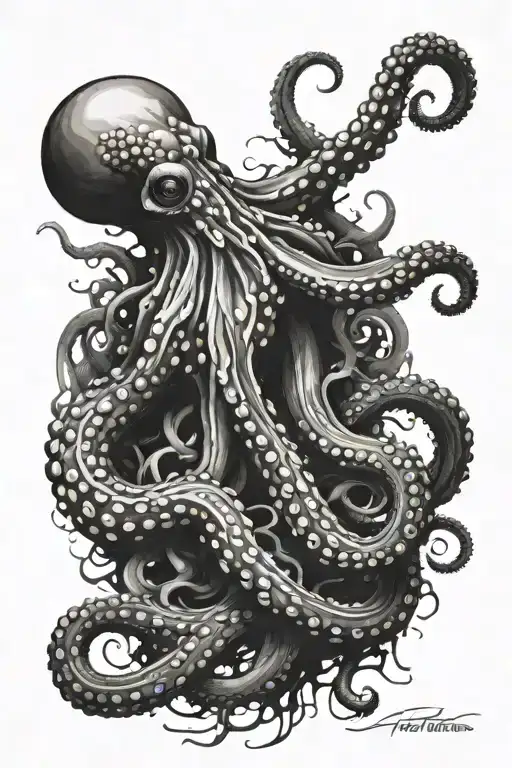Trash polka tattoo octopus tentacles tattoo design idea