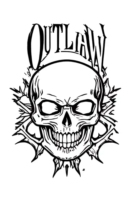 "Outlaw " outlaw skull tattoo design idea