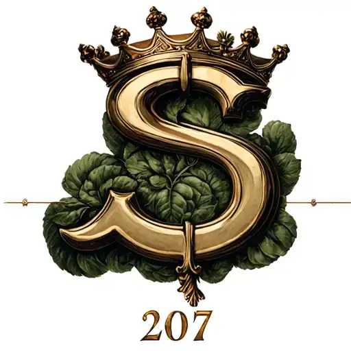 The letter s crowned with the number 2007 in roman numerals below it tattoo design idea