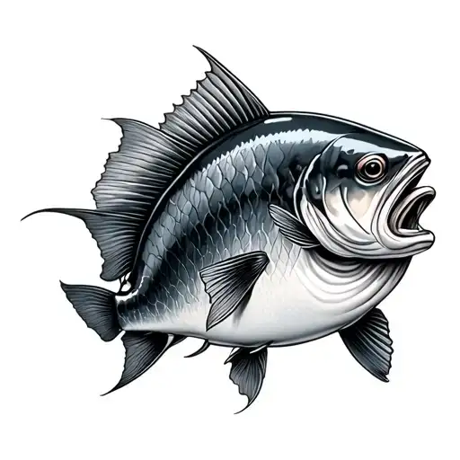 dead salmon fish tattoo design idea