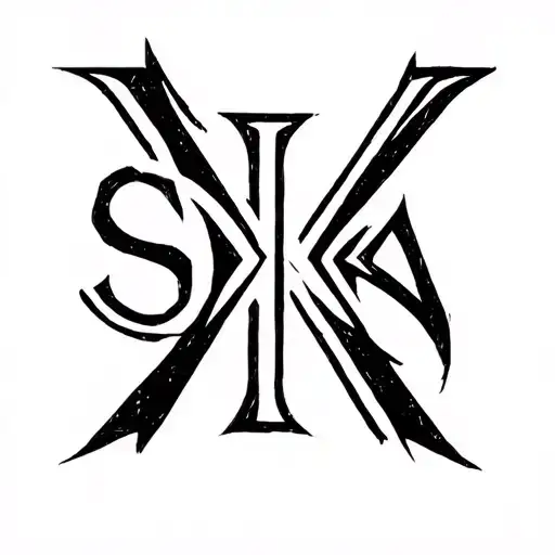 letters A, S, K as one symbol tringular tattoo design idea