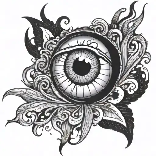 grunge eyeball, trippy swirly iris tattoo design idea