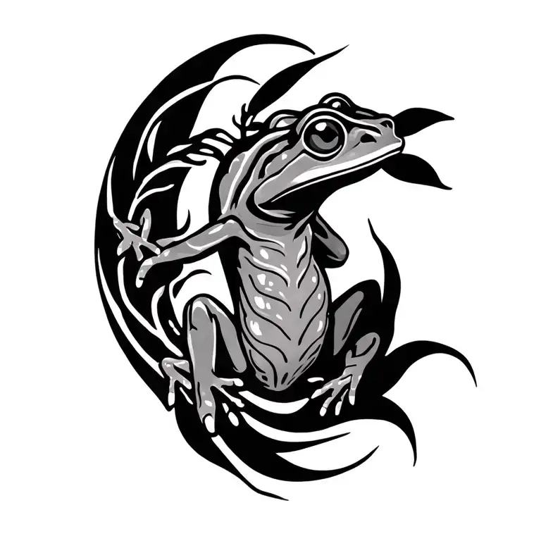 Kambo Frog, ayahuasca vines intertwining tattoo design idea
