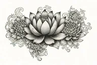 Lotus flower and chrysanthemum blooming tattoo design idea
