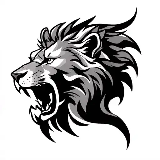 roaring Christian lion head tattoo design idea