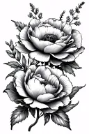 feminine floral with one peony one poppy and one heather tattoo design idea