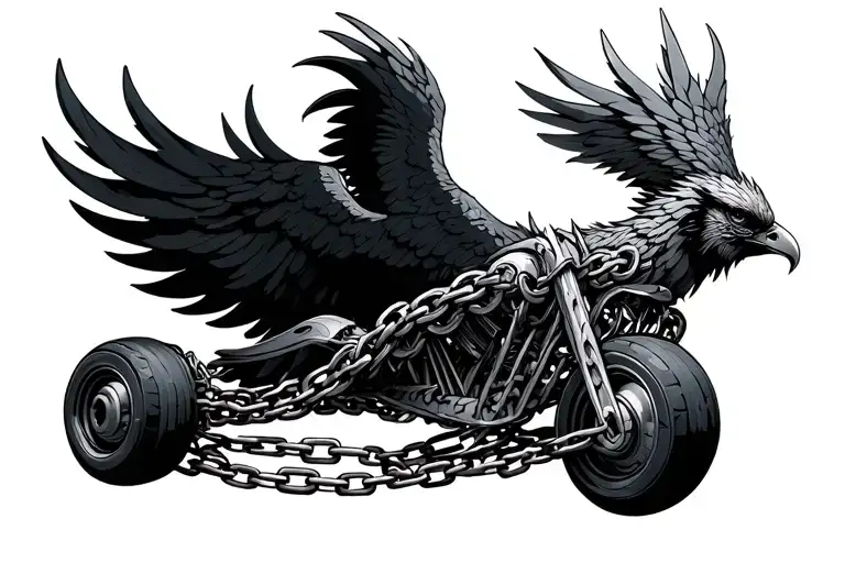 triketa celta wrapped in chain and a phoenix rising tattoo design idea