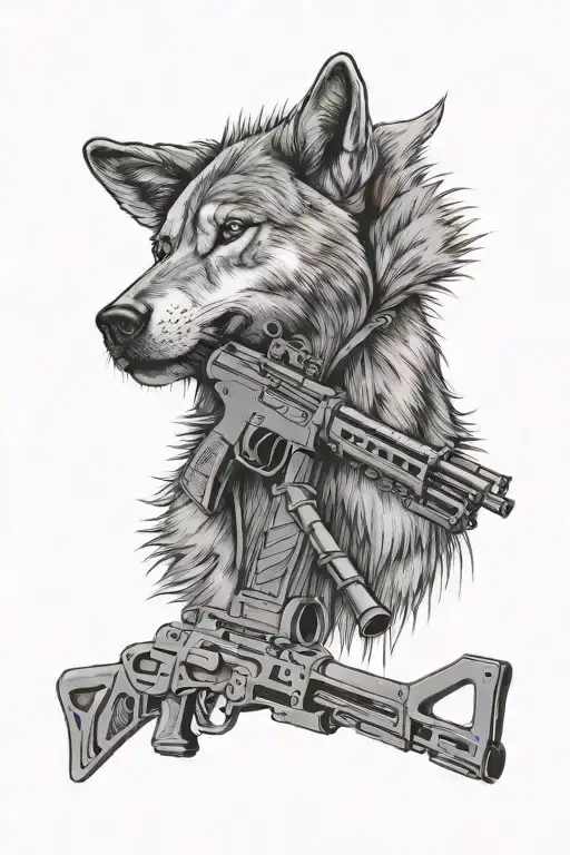 jeep wrangler Ak47 wolf tattoo design idea