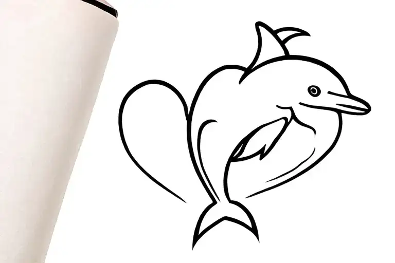 dolphin heart shape tattoo design idea