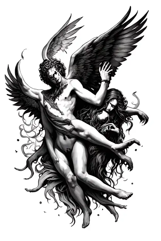 heaven vs hell tattoo design idea