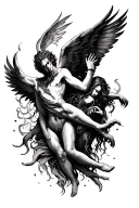 heaven vs hell tattoo design idea