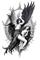 heaven vs hell tattoo design idea