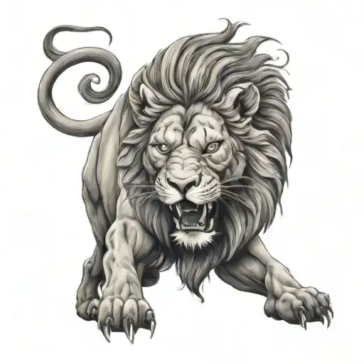 Dicanio, taurus like lions upper body roaring tattoo design idea