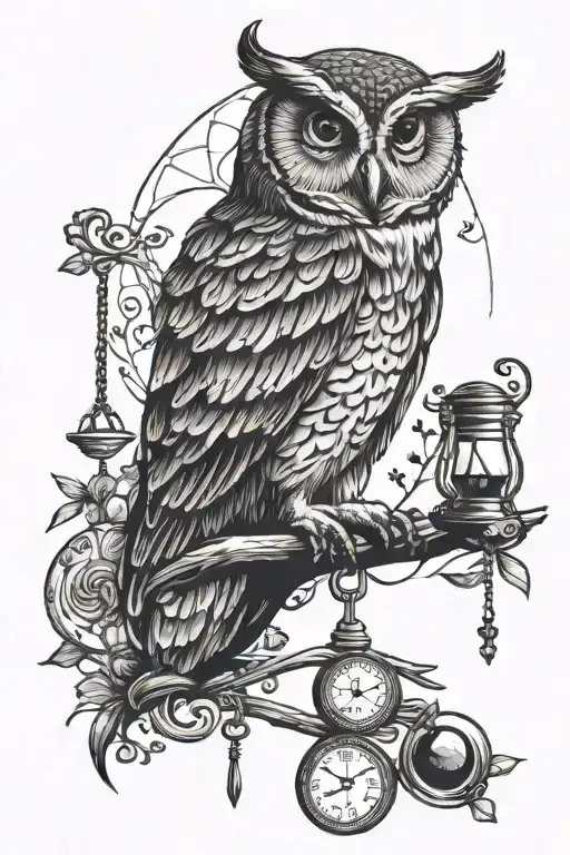 owl full moon libra scales aries ram tattoo design idea