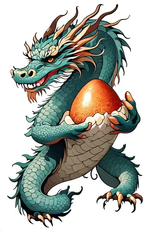 dragon holding egg tattoo design idea
