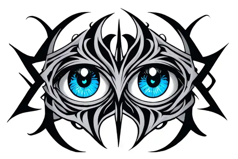 "Void" "Void" cybersigil tribal blue eyes tattoo design idea