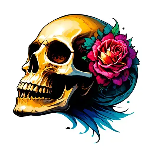 Funny skull flash tattoo design idea