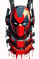 robot bust,in the style of Dead Pool, transformers with an excavator, dripping grease,cybernetyczny chaos,tłoki samochód tattoo design idea