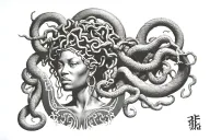 urban African culture Medusa tattoo design idea