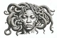 urban African culture Medusa tattoo design idea