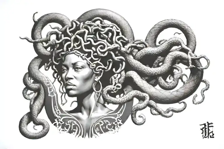 urban African culture Medusa tattoo design idea