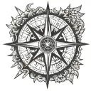 compass sun rays tattoo design idea