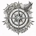 compass sun rays tattoo design idea