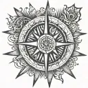 compass sun rays tattoo design idea