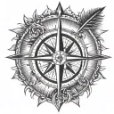 compass sun rays tattoo design idea