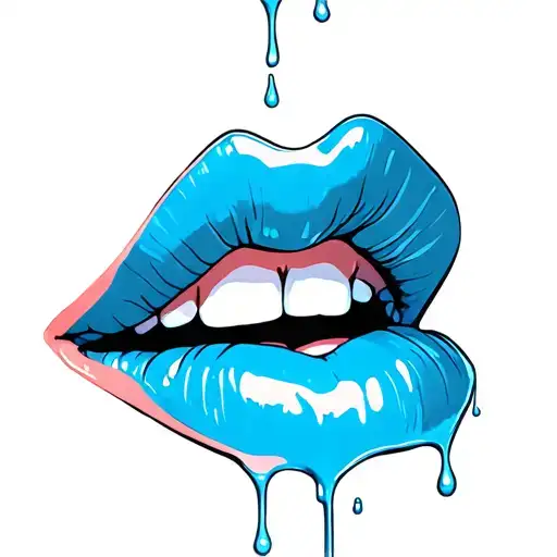 Luscious lips, milk dripping tattoo design idea