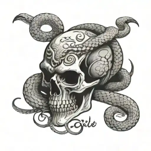skull/snake with text saying VIPER tattoo design idea