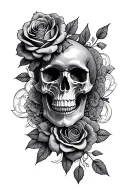 mandala, roses and skulls tattoo design idea