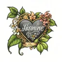 heart with jasmine name written tattoo design idea